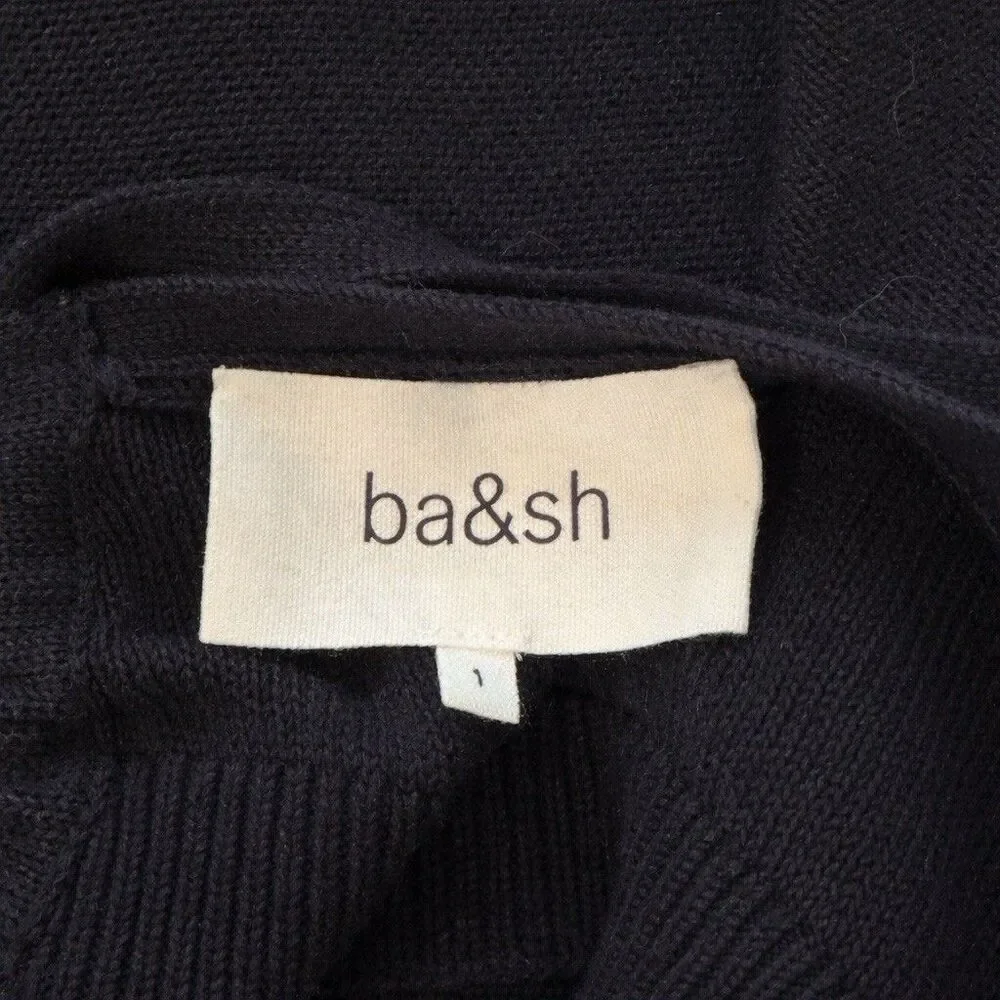 ba&sh Black Cutout Halter Maxi Dress Ribbed Knit Open Back Size 1 - Picture 4 of 9